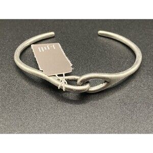 J JILL Minimalist Interlocking Loop Rustic Silver Tone Cuff Bracelet $34 Retail